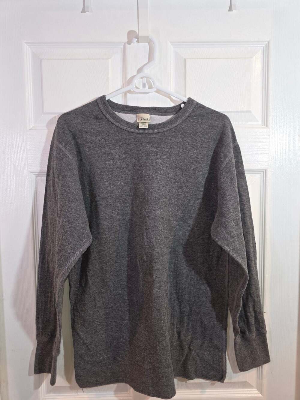 L.L.Bean Double Layer Long Sleeve Cotton Wool Shirt Gray Mens Size M Regular